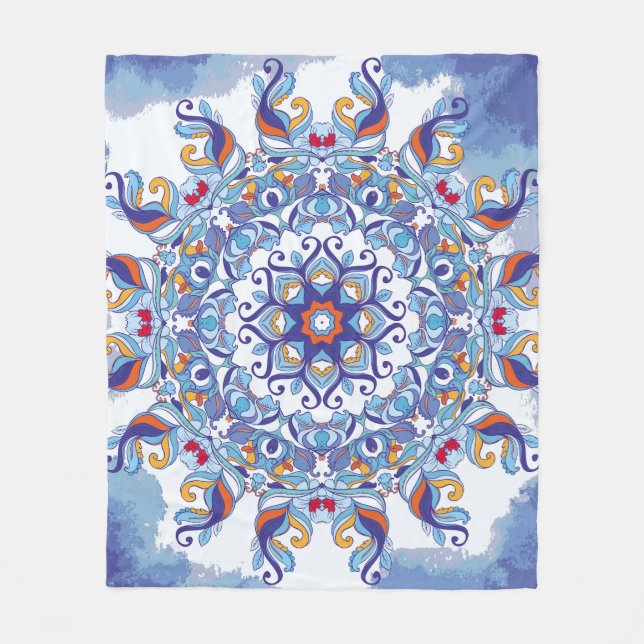 Blommigtens ornament, konstnärlig design. fleecefilt (Framsidan)