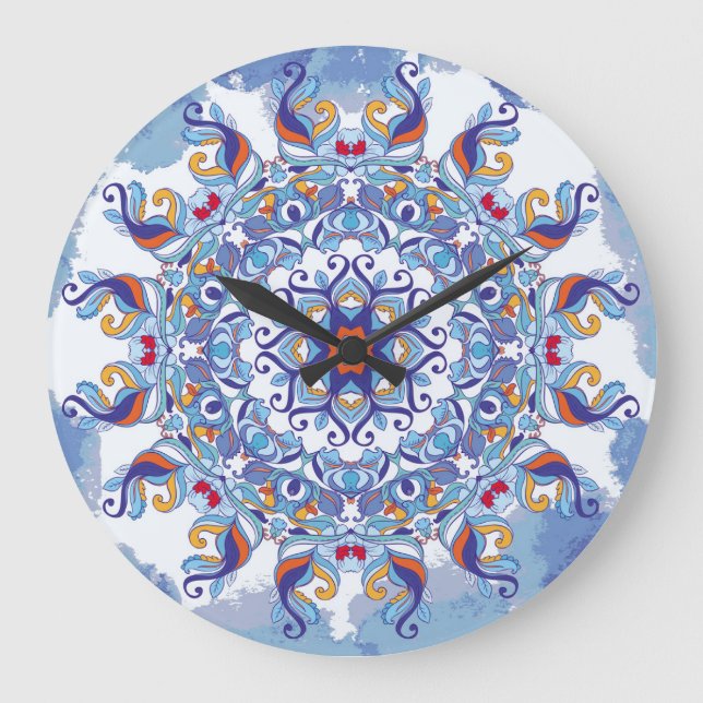 Blommigtens ornament, konstnärlig design. stor klocka (Framsida)