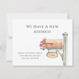 Blommigtens postlåda Vi har flyttat platt Anteckningskort