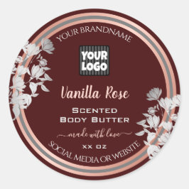 Blommigtens produktetiketter Anpassad Burgundy och Runt Klistermärke
