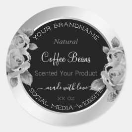 Blommigtens produktförpackningsetiketter Black Whi Runt Klistermärke