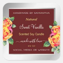 Blommigtens produktförpackningsetiketter Burgundy Fyrkantigt Klistermärke