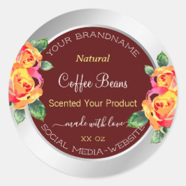 Blommigtens produktförpackningsetiketter Burgundy Runt Klistermärke