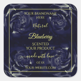 Blommigtens produktförpackningsetiketter Mörk blåt Fyrkantigt Klistermärke