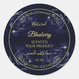 Blommigtens produktförpackningsetiketter Mörk blåt Runt Klistermärke