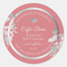 Blommigtens produktförpackningsetiketter Silver oc Runt Klistermärke