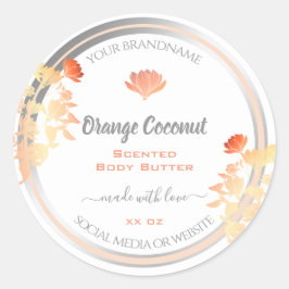 Blommigtens produktförpackningsetiketter Vit och O Runt Klistermärke