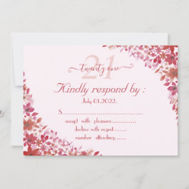 Blommigtens Rosa 21:a födelsedag Inbjudningar