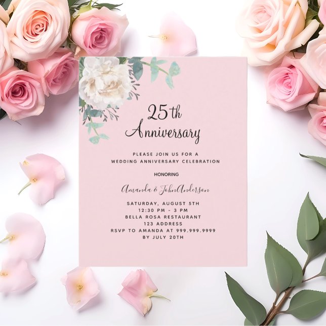 Blommigtens rosa 25:e bröllop-årsinbjudan (Skapare uppladdad)