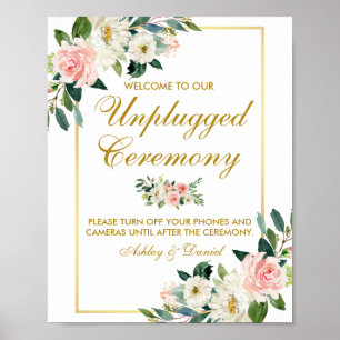 Blommigtens Rosa Bröllop Guld är inte ansluten Poster