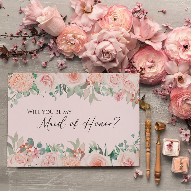  Blommigtens Rosa Bröllop Maid of honor Frieri Inbjudningar (Skapare uppladdad)
