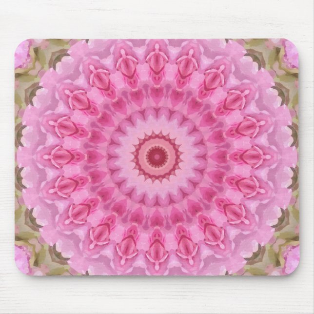 Blommigtens Rosa och Grönt Garden Kaleidoscope Musmatta (Framsidan)