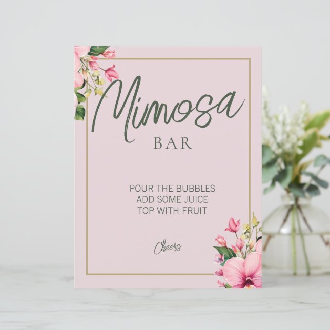 Blommigtens Rosa och Grönt Mimosa Pub-tecken (Stående Fram)