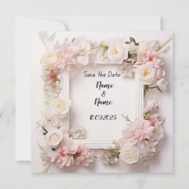 Blommigtens rosa och inbjudan till vitt bröllop