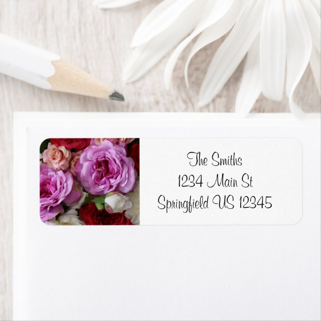Blommigtens rosa och röda returetiketter returadress etikett (Insitu)