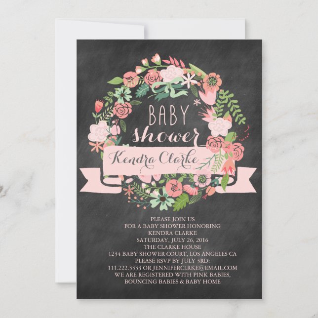 BLOMMIGTENS SKRIVBORD| BABY SHOWER INBJUDANDE INBJUDNINGAR (Framsida)