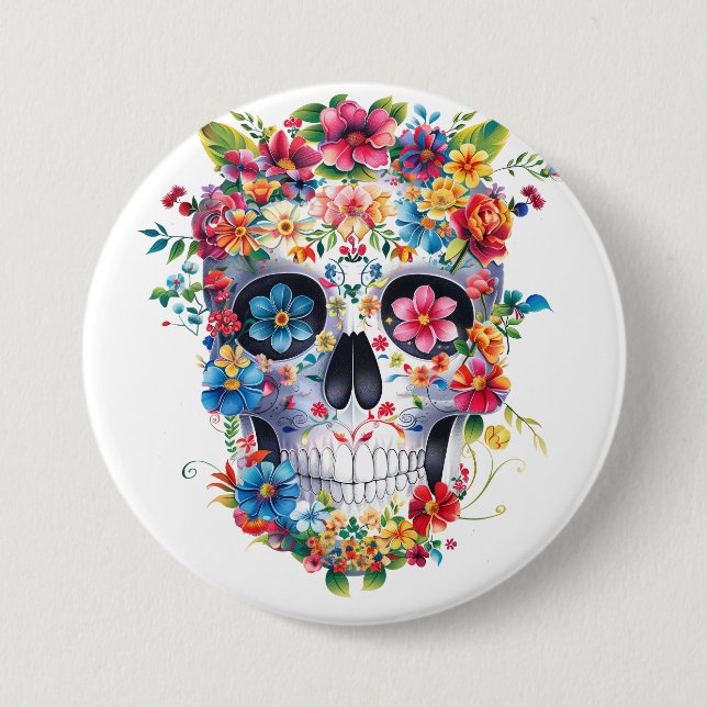 Blommigtens skulldesign knapp (Framsida)