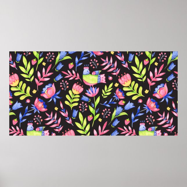 Blommigtens sömlösa mönster-design. Vår blommor oc Poster (Framsidan)