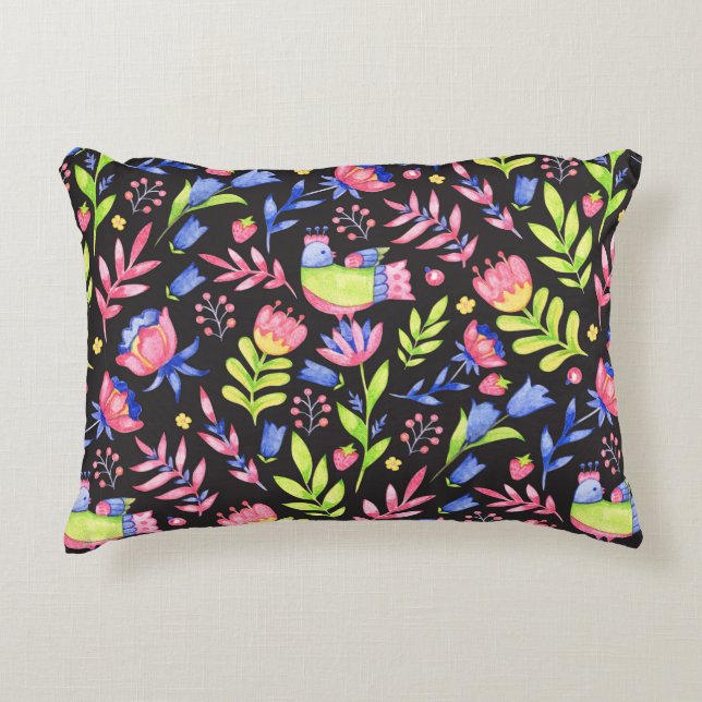 Blommigtens sömlösa mönster-design. Vår blommor oc Prydnadskudde (Framsidan)