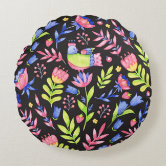 Blommigtens sömlösa mönster-design. Vår blommor oc Rund Kudde