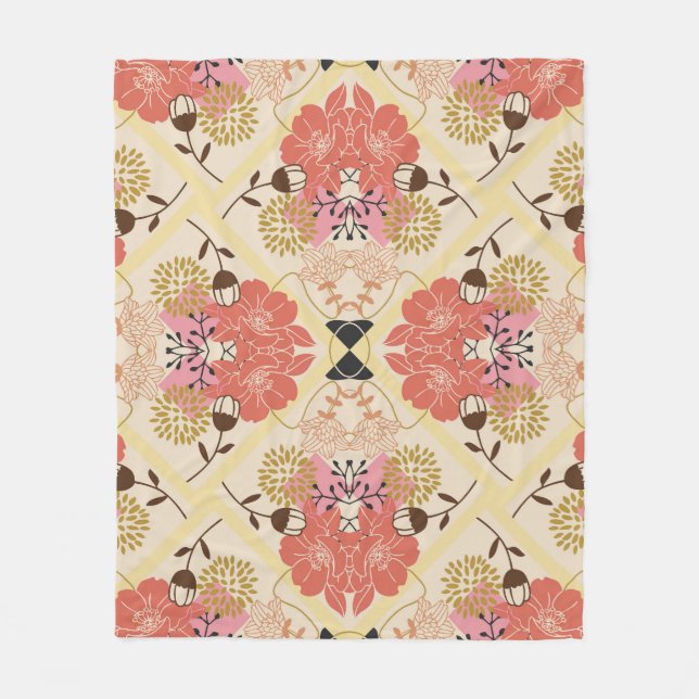 Blommigtens sömlösa vintage mönster-design. fleecefilt (Framsidan)