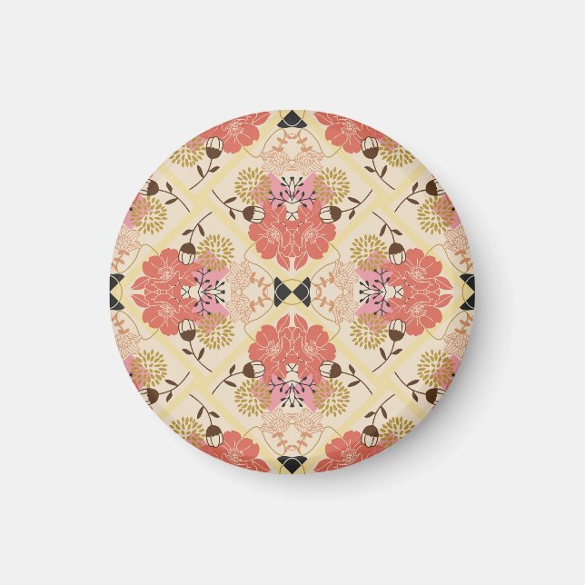 Blommigtens sömlösa vintage mönster-design. magnet (Framsidan)
