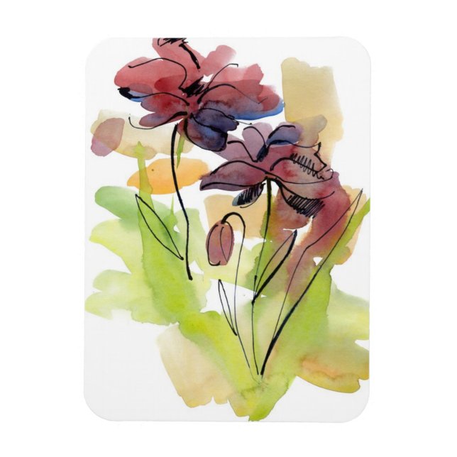 Blommigtens sommardesign med handmålad abstrakt 2 magnet (Vertikal)