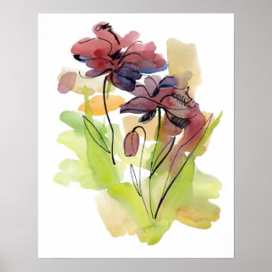 Blommigtens sommardesign med handmålad abstrakt 2 poster