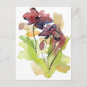 Blommigtens sommardesign med handmålad abstrakt 2 vykort