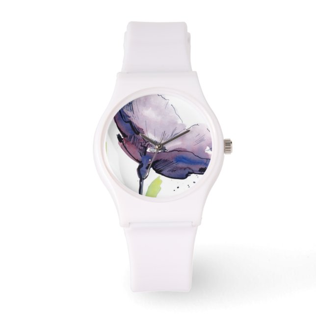 Blommigtens sommardesign med handmålad abstrakt armbandsur (Framsida)