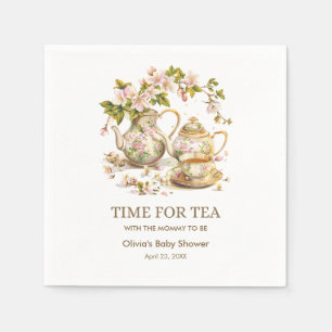 Blommigtens Tekanna Tid för tea Baby Shower Pappersservett