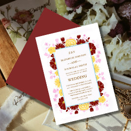 blommigtens unika, färgstarka inbjudan till bröllo