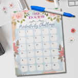 Blommigtens utformning 30 dagar produktivitetsutma anteckningsblock<br><div class="desc">Anteckningsblocket "Blommigt Design 30 Days Productivity Challenge" är en kompakt och visuellt tilltalande verktyg-designad som hjälper enskilda att hålla sig produktiva och på rätt spår under en månad. Anteckningsblocket har en vacker blommigt med måtten 8, 5 x 11 tum och har 30 rektangulära former, som var och en är märkt...</div>
