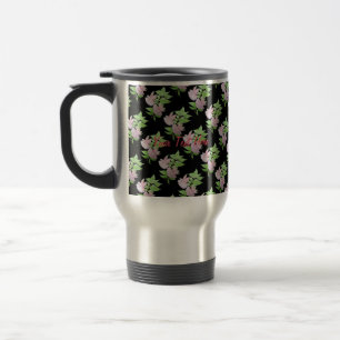 blommigtens utformning Blad och rosa blommor Resemugg