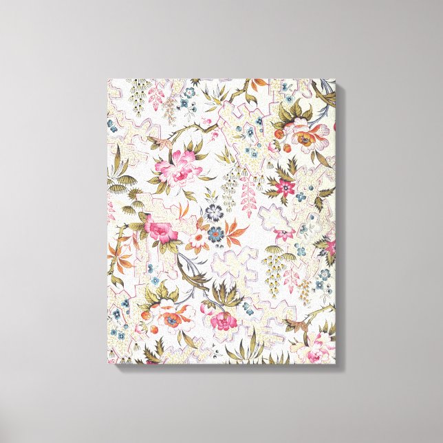 Blommigtens utformning för silke-material med stil canvastryck (Framsida)