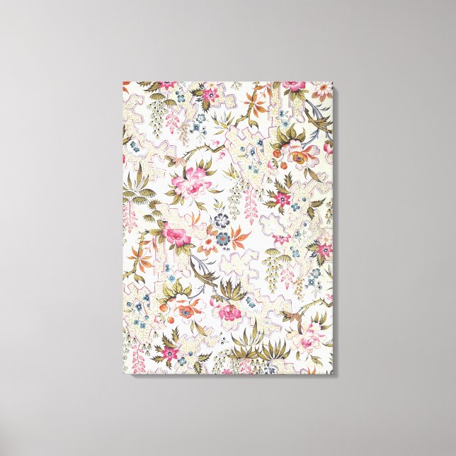 Blommigtens utformning för silke-material med stil canvastryck (Framsida)