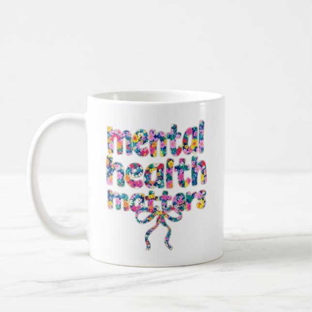 blommigtens utformning 🌸 mentala hälsofrågor kaffemugg (Vänster)