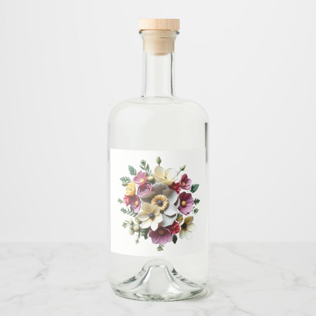 Blommigtens utformning spritflaskor etikett (Framsida)