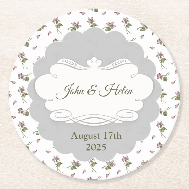 Blommigtens utformning underlägg papper rund (Framsidan)