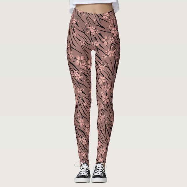Blommigtens utskrift av tiger leggings (Framsida)