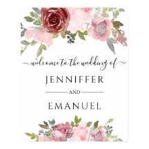 blommigtens välkomsttecken för bröllop