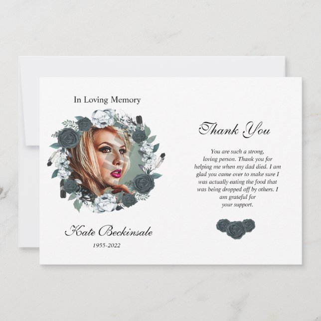 Blommigtens vanliga fotokort för Tack (Framsida)