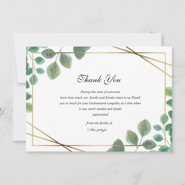 Blommigtens vanliga tackkort tack kort (Framsida)