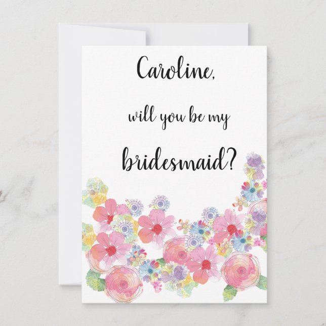 Blommigtens vattenfärg blir min grundkonstruktion inbjudningar (Framsida)