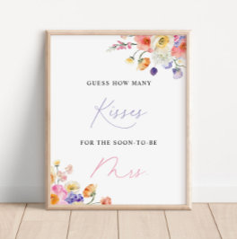 Blommigtens vattenfärg Hur många Kisses-Möhippa Poster