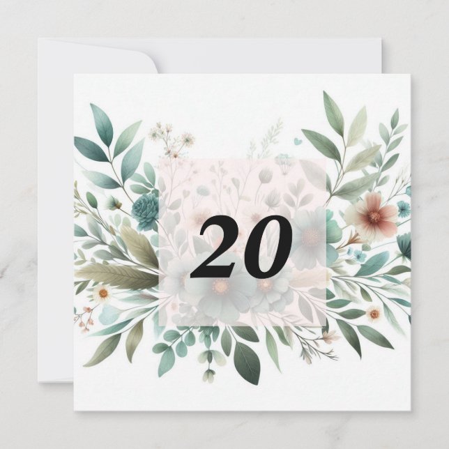 Blommigtens vattenfärg i mjuk pastellform färg inbjudningar (Framsida)