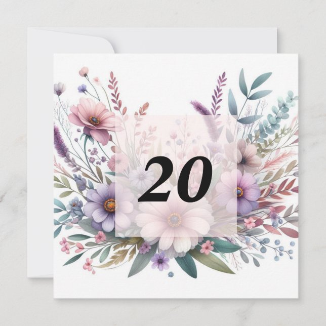 Blommigtens vattenfärg i mjuk pastellform färg inbjudningar (Framsida)