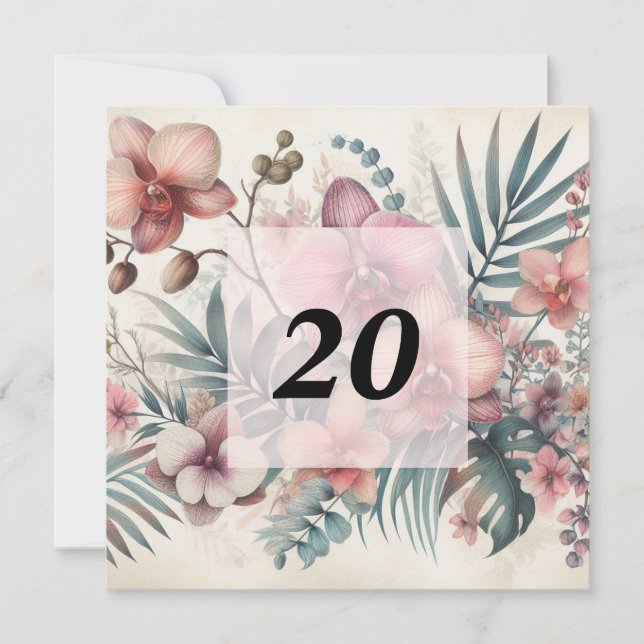 Blommigtens vattenfärg i mjuk pastellform färg inbjudningar (Framsida)