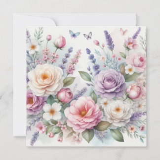 Blommigtens vattenfärg i mjuk pastellform färg inbjudningar