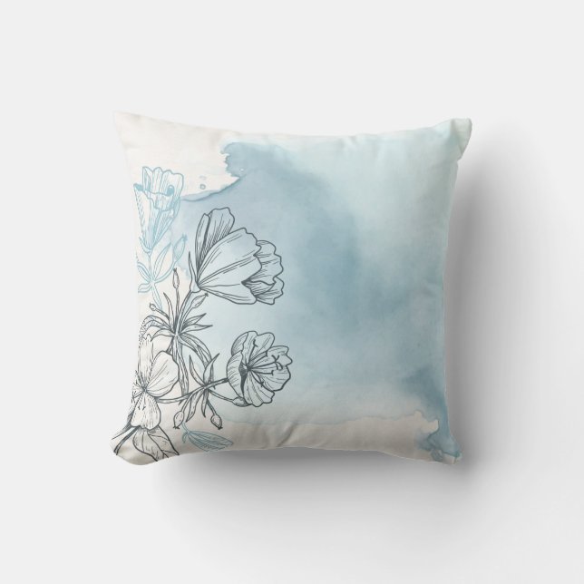 Blommigtens vattenfärg kudde (Framsida)